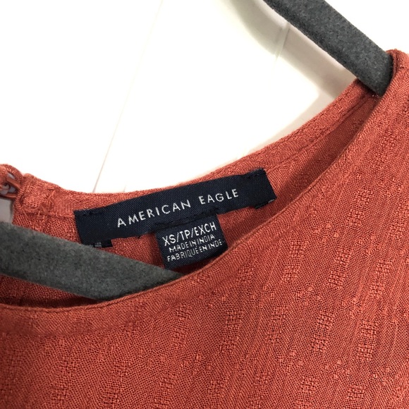 American Eagle Burnt Orange Ruffled Shirt - Picture 4 of 5
